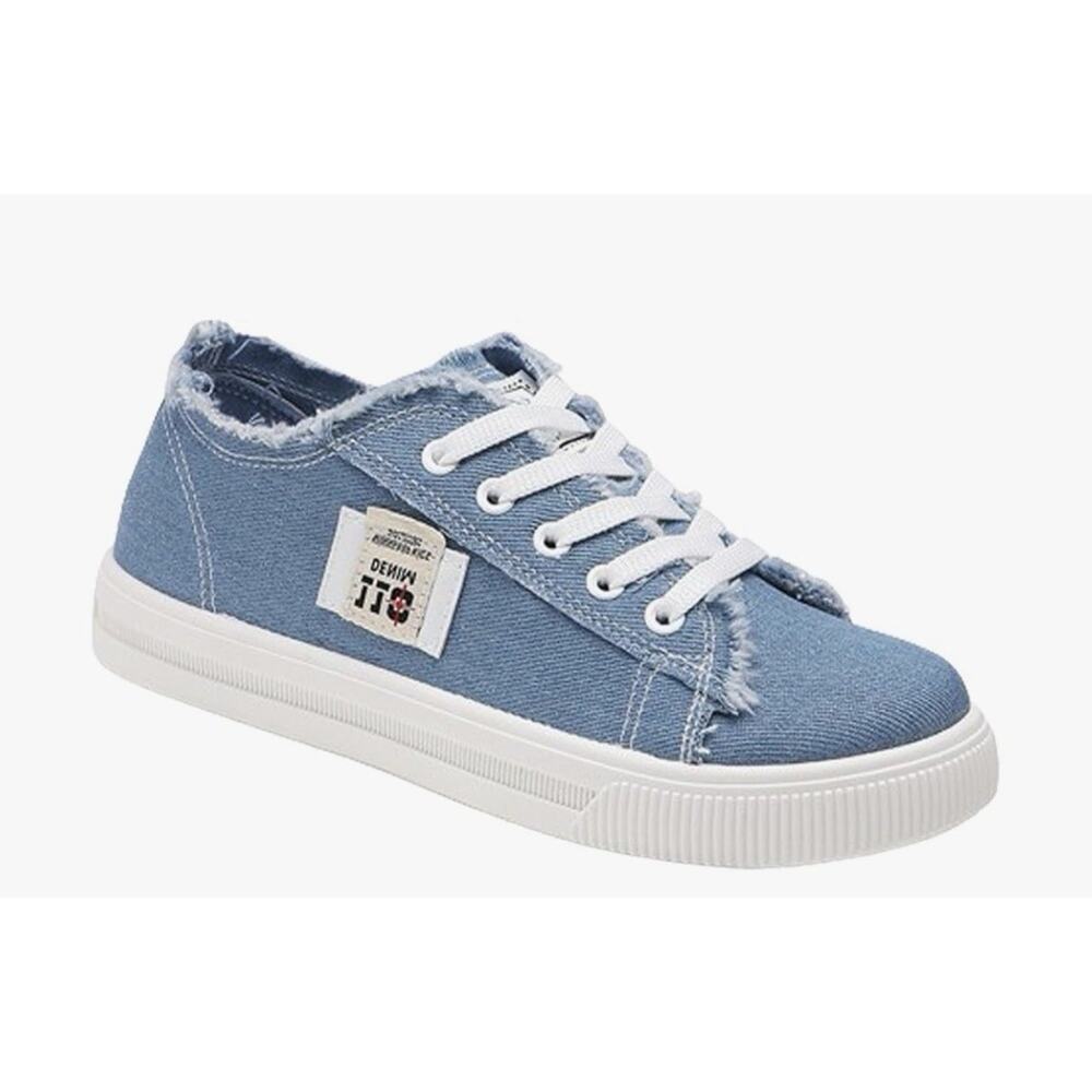 Women's Canvas Shoes Fringed Hem Denim Fabric